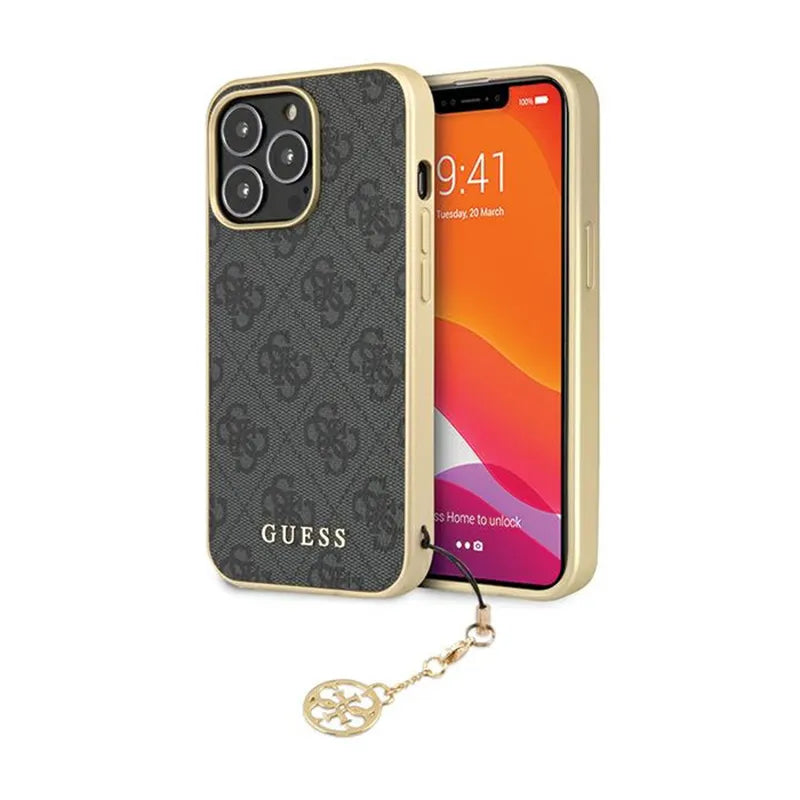 Guess 4G Charms kolekcija – dėklas iPhone 14 Pro (pilkas)