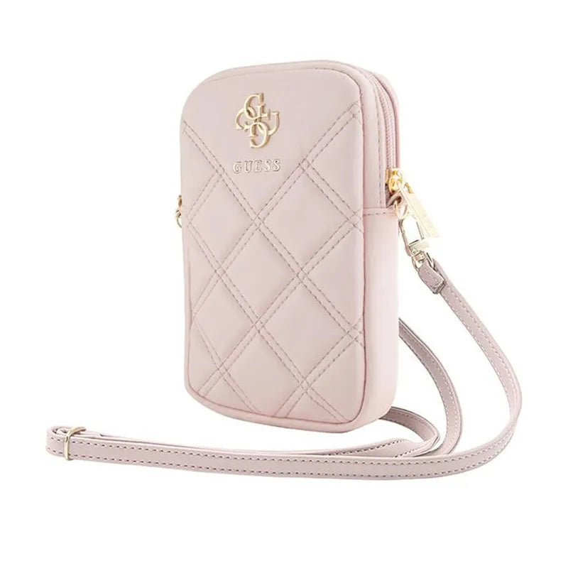 Guess Zip Quilted 4G – telefono krepšys (rožinis)