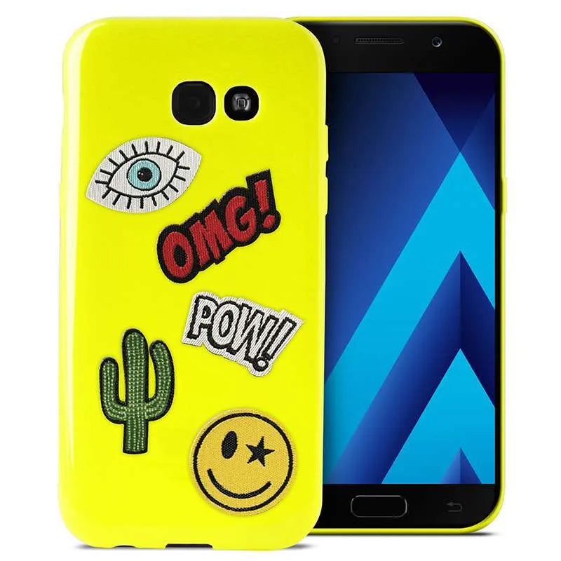 PURO Patch Mania dėklas Samsung Galaxy A3 (2017) su 5 lipdukais (geltonas)