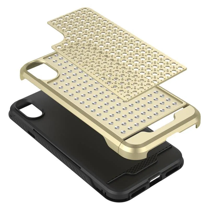 Zizo Star Diamond hibridinis dėklas, skirtas iPhone X (aukso/juoda)