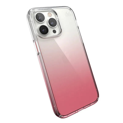Speck Presidio Perfect-Clear + Ombre – dėklas iPhone 14 Pro Max su MICROBAN danga (skaidrus / Vintage Rose Fade)