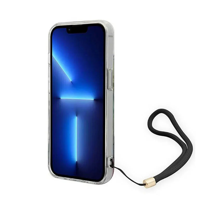 Guess Flower Cord – dėklas iPhone 14 (mėlynas)