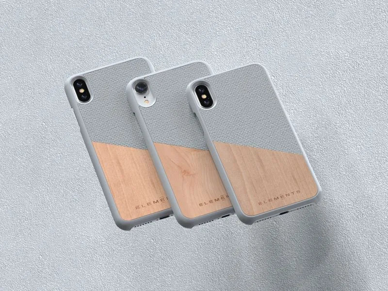 Nordic Elements Original Hel – dėklas iPhone Xs Max su tikro klevo medienos elementais (šviesiai pilkas)