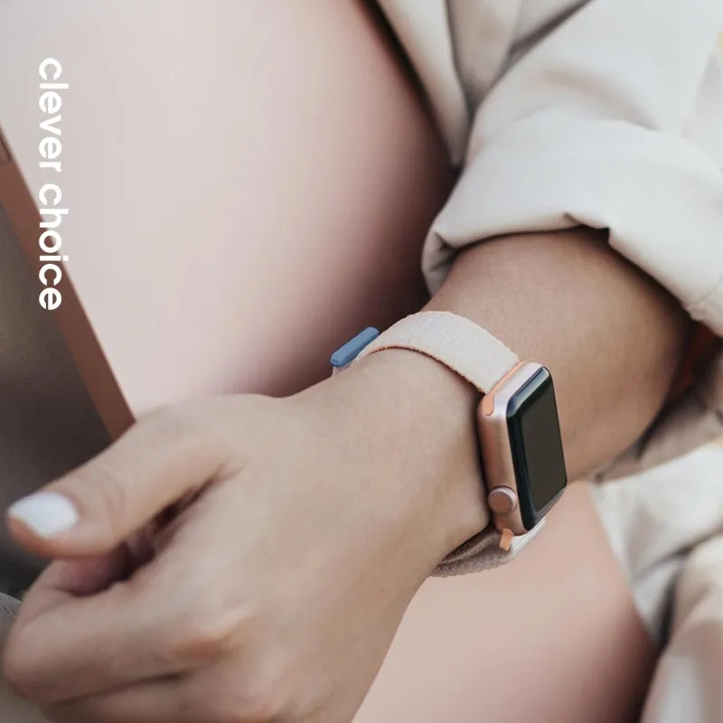 Crong Nylon – sportinis dirželis Apple Watch 38/40/41/42 mm (kreminė)