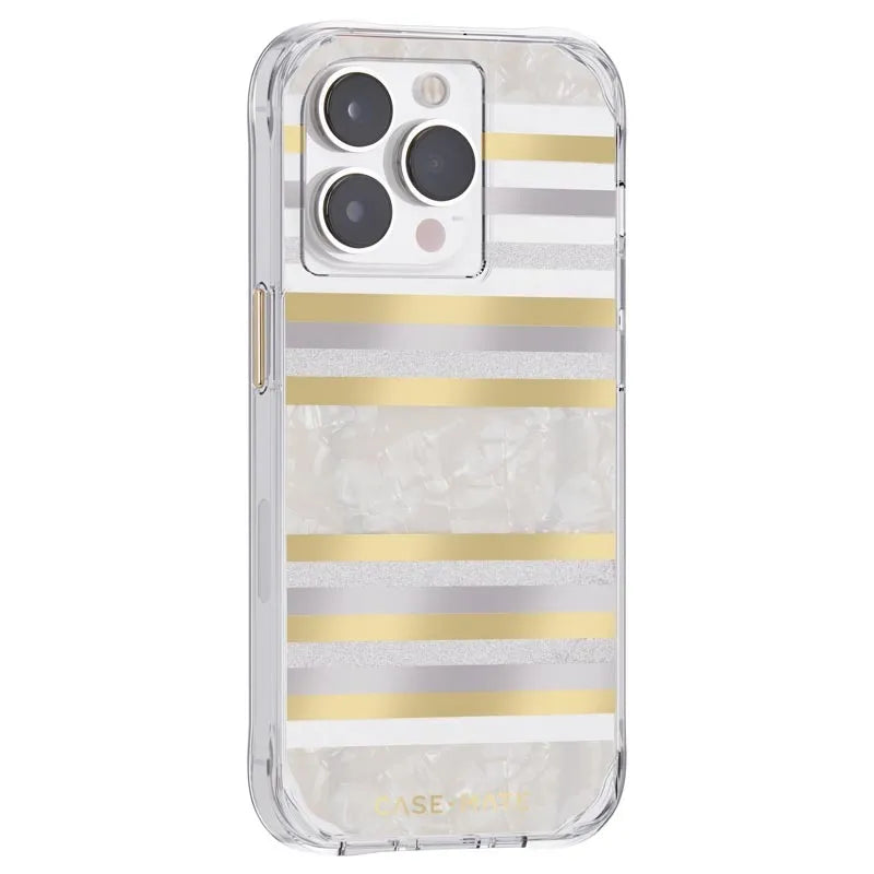 Case-Mate Pearl Stripes MagSafe – perlamutru dekoruotas dėklas, skirtas „iPhone 14 Pro“ (Pearl Stripes)