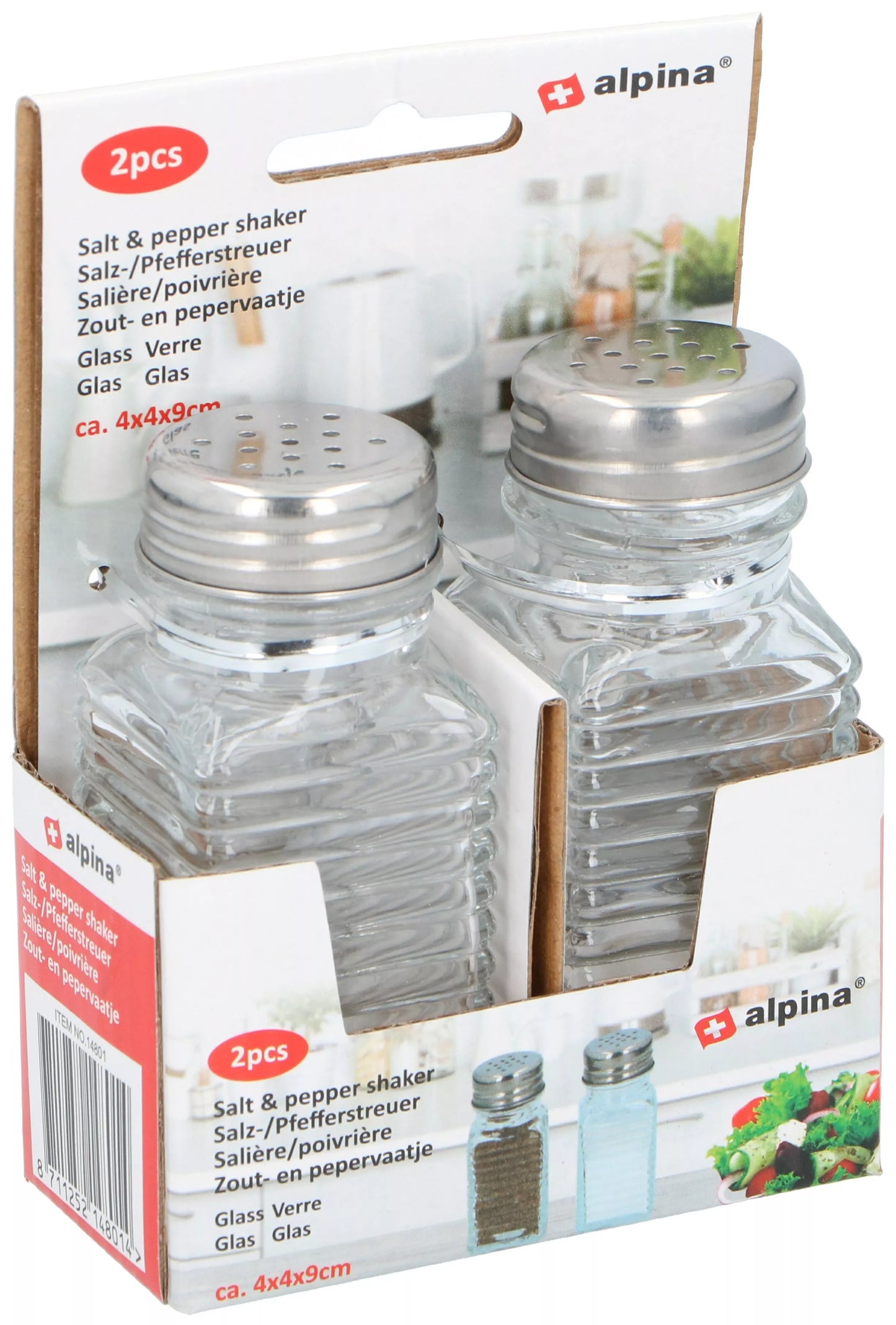 Alpina druskos ir pipirų barstytuvai 4×4×9 cm 871125214801