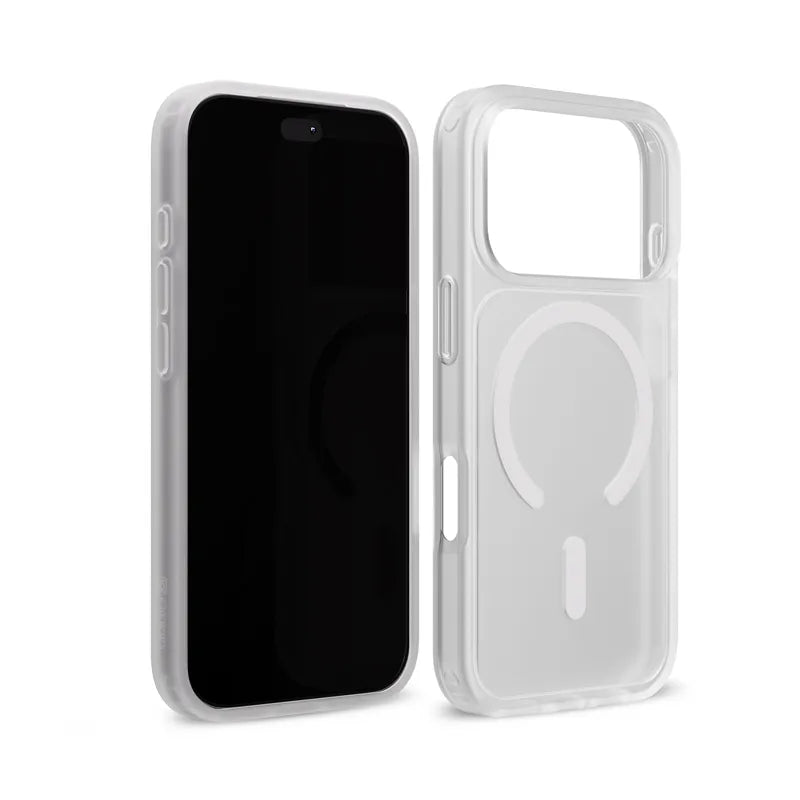 Crong Hybrid Matte Magnetic – MagSafe dėklas, skirtas iPhone 18 Pro Max / 17 Pro Max (baltas)