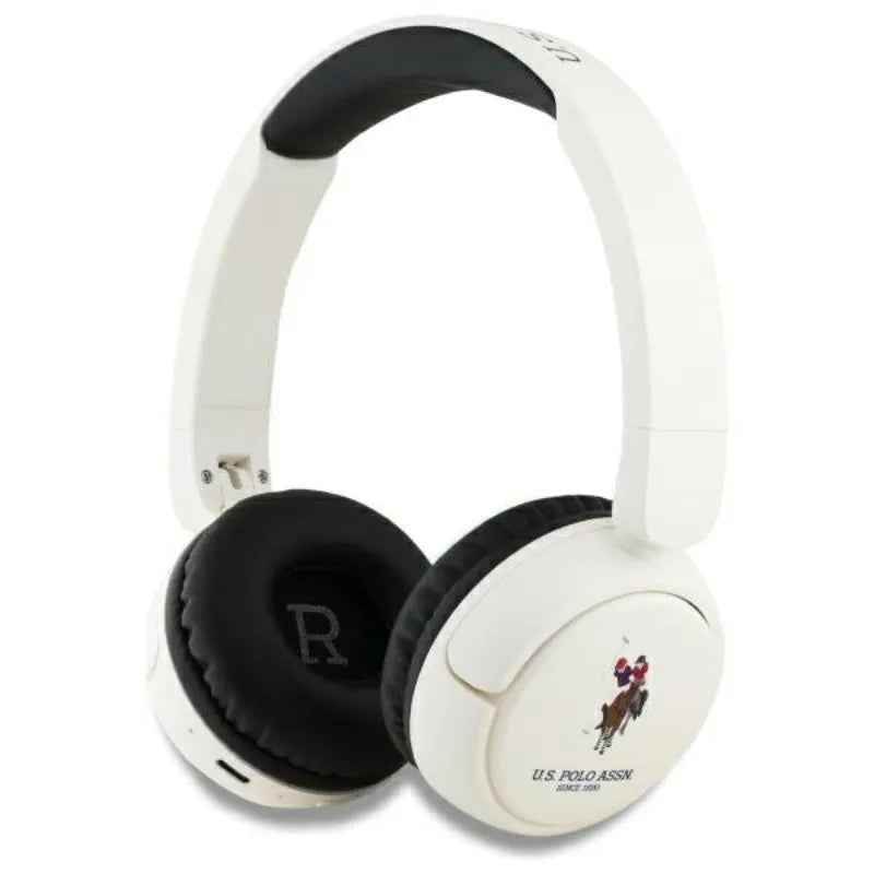 US Polo Assn DH Color Logo – belaidės ant ausų dedamos „Bluetooth V5.3“ ausinės (baltos)