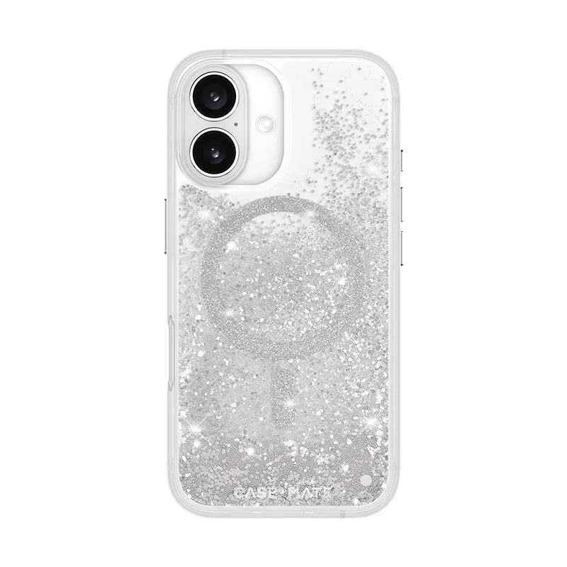 Case-Mate Waterfall MagSafe dėklas, skirtas iPhone 16 (sidabrinis)