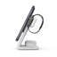 Crong MagSpot Pivot Stand - 3-in-1 belaidis įkroviklis su MagSafe skirta iPhone, Apple Watch ir AirPods (baltas)