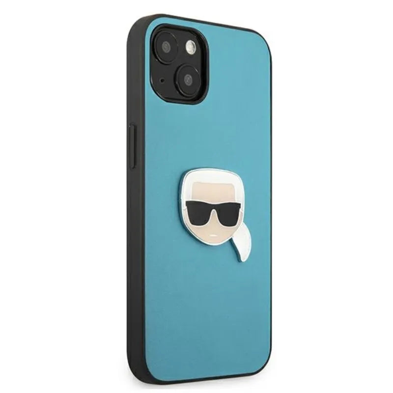 Karl Lagerfeld PU odinis dėklas su metaline Karl's Head detale - iPhone 13 mini (mėlynas)