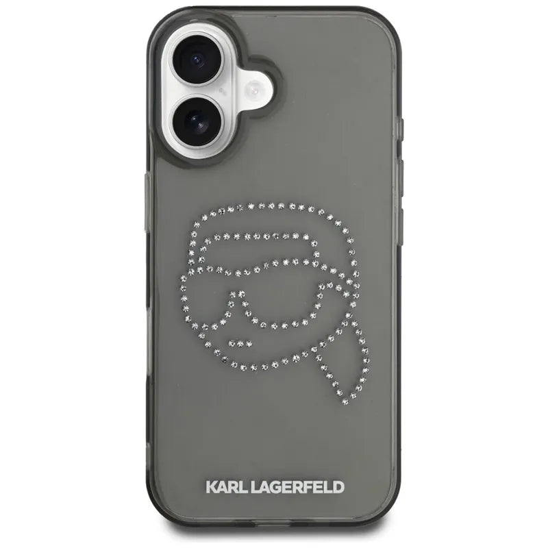 Karl Lagerfeld IML Rhinestones Karl Head - Dėklas, skirtas iPhone 16 (juodas)
