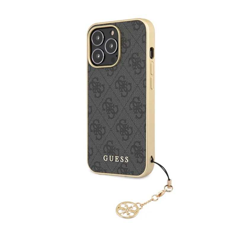 Guess 4G Charms kolekcija – dėklas iPhone 14 Pro (pilkas)
