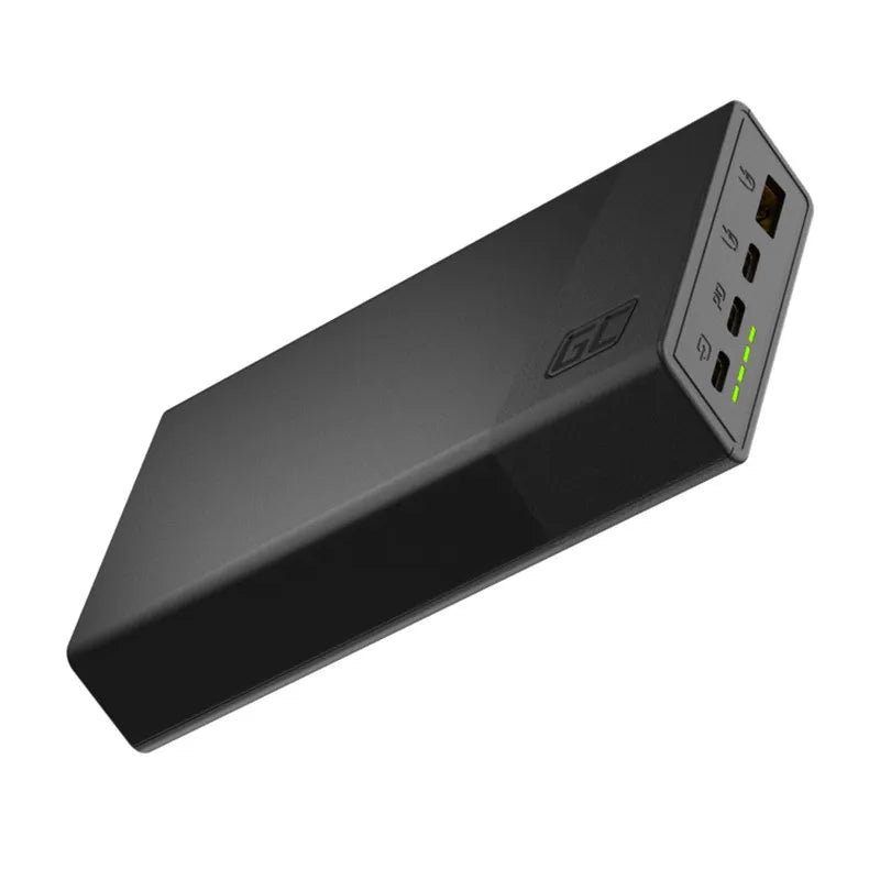 Green Cell PowerPlay20s – išorinė baterija 20000 mAh su USB-A QuickCharge 3.0 ir 2x USB-C Power Delivery 22,5 W (juoda)