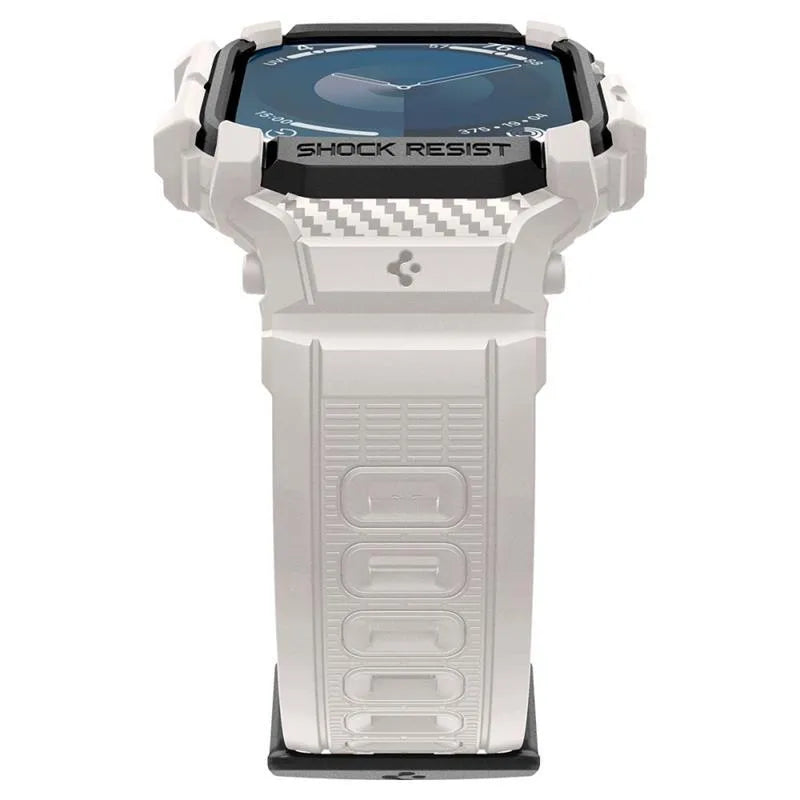 Spigen Rugged Armor Pro – dirželis su dėklu, skirtas Apple Watch 10 46 mm (smėlio spalvos)