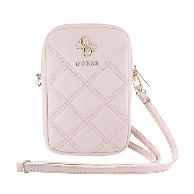 Guess Zip Quilted 4G – telefono krepšys (rožinis)