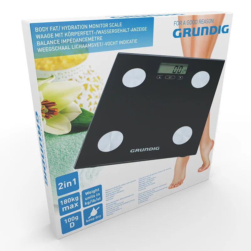 Grundig – elektroninės vonios svarstyklės, kūno masės analizė, KMI, iki 180 kg