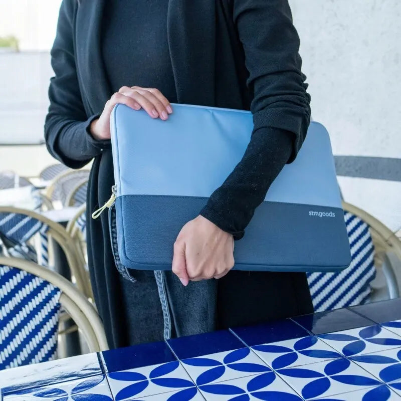 STM Origin nešiojamojo kompiuterio dėklas – dėklas Apple MacBook Pro 14" / 14" / 13" nešiojamiesiems kompiuteriams (šviesiai mėlyna)
