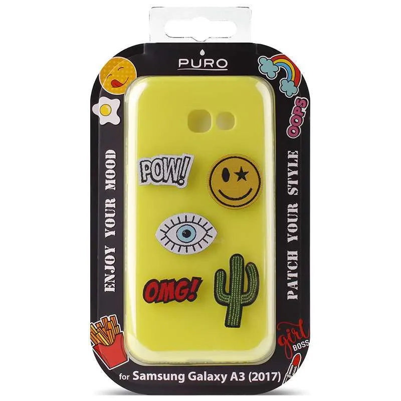 PURO Patch Mania dėklas Samsung Galaxy A3 (2017) su 5 lipdukais (geltonas)