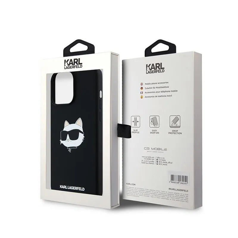 Karl Lagerfeld Silicone Choupette Head MagSafe – iPhone 15 Pro Max dėklas (juodas)
