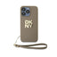 DKNY Wrist Strap Stock Logo – Dėklas iPhone 15 Pro (smėlio spalvos)