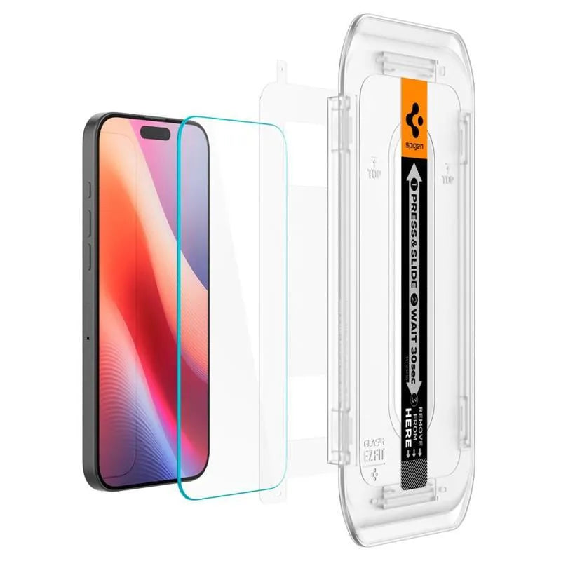 SPIGEN GLAS.TR "EZ FIT" GRŪDINTAS STIKLAS, 2 VNT. PAKUOTĖJE, IPHONE 16 PRO / 17 / 17 PRO, SKAIDRUS