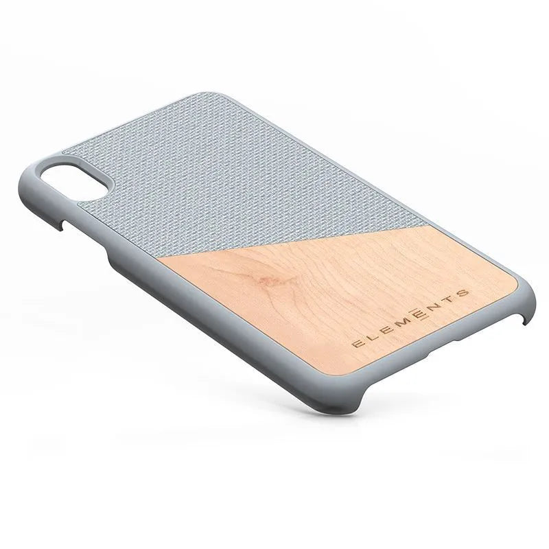 Nordic Elements Original Hel – dėklas iPhone Xs Max su tikro klevo medienos elementais (šviesiai pilkas)