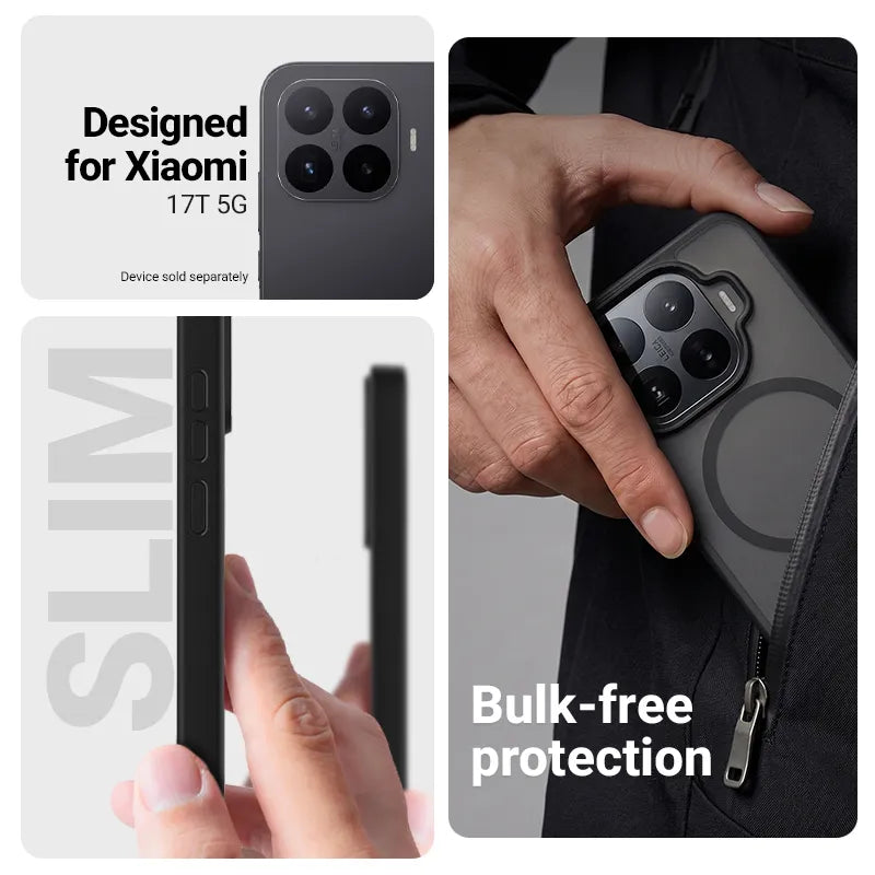 Crong Hybrid Matte Magnetic – MagSafe dėklas, skirtas Xiaomi 17T (juodas)