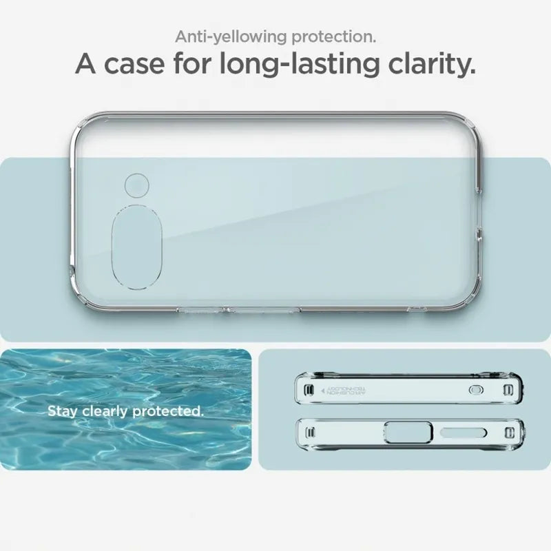 Spigen Ultra Hybrid – dėklas Google Pixel 9a telefonui (Crystal Clear)