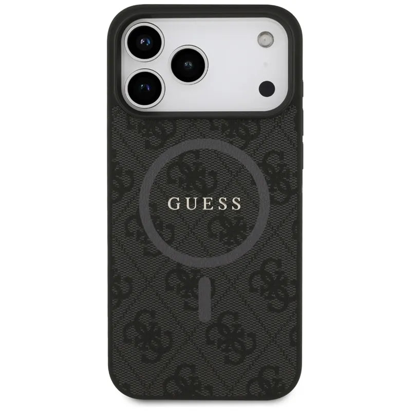 Guess 4G Ring Classic Logo MagSafe dėklas iPhone 17 Pro Max (juodas)