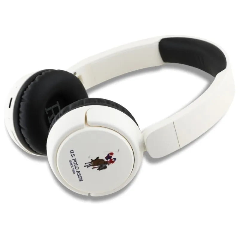 US Polo Assn DH Color Logo – belaidės ant ausų dedamos „Bluetooth V5.3“ ausinės (baltos)