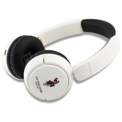 US Polo Assn DH Color Logo – belaidės ant ausų dedamos „Bluetooth V5.3“ ausinės (baltos)