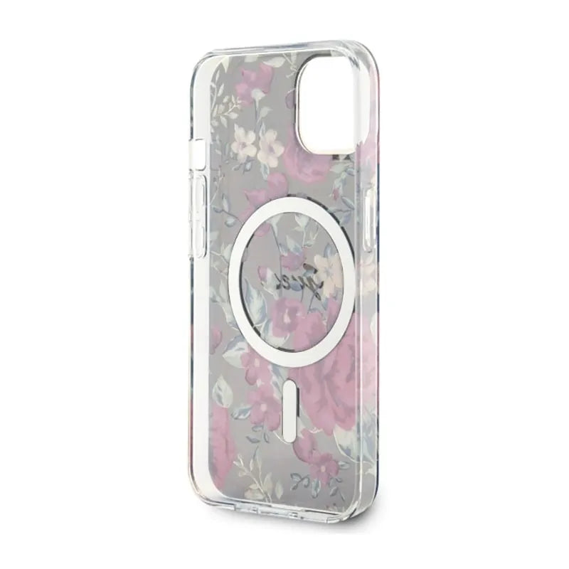 Guess Flower MagSafe – dėklas iPhone 14 Plus (žalias)