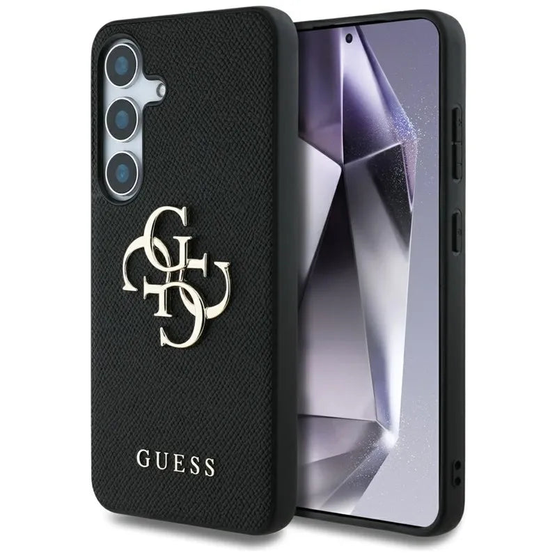 Guess Grained Big 4G Logo Small Classic Logo – dėklas Samsung Galaxy S25 (juodas)