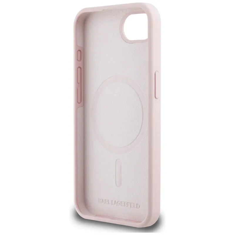 Karl Lagerfeld Silicone Karl & Choupette Heads MagSafe – Dėklas iPhone 16e (rožinis)