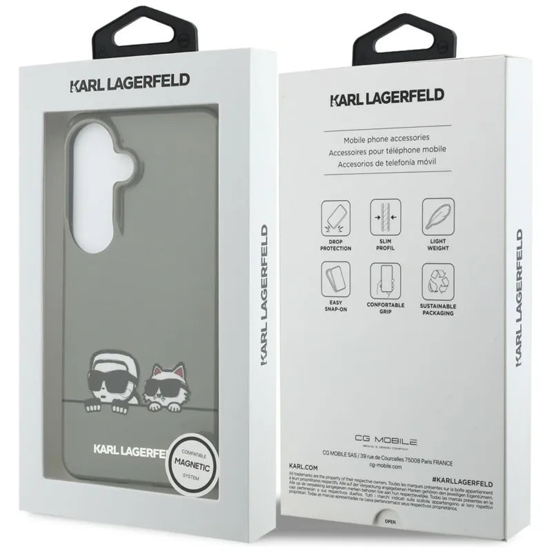 Karl Lagerfeld IML Peekaboo Karl & Choupette MagSafe – Samsung Galaxy S26 dėklas (juodas)