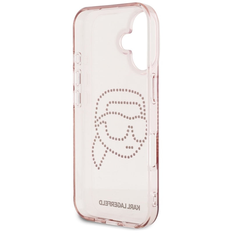 Karl Lagerfeld IML Rhinestones Karl Head – dėklas iPhone 16 (rožinis)