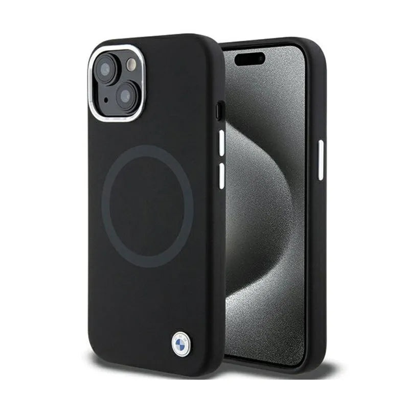 BMW Signature Liquid Silicone MagSafe - dėklas, skirtas iPhone 15 Plus (juodas)