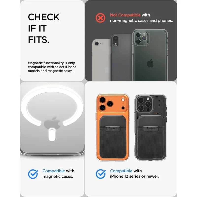 Spigen Slim Fold S314-4 MagSafe – magnetinė piniginė su stovo funkcija (juoda)