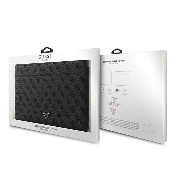 Guess 4G Uptown Triangle Logo Sleeve – nešiojamojo kompiuterio dėklas 13" / 14" (juodas)