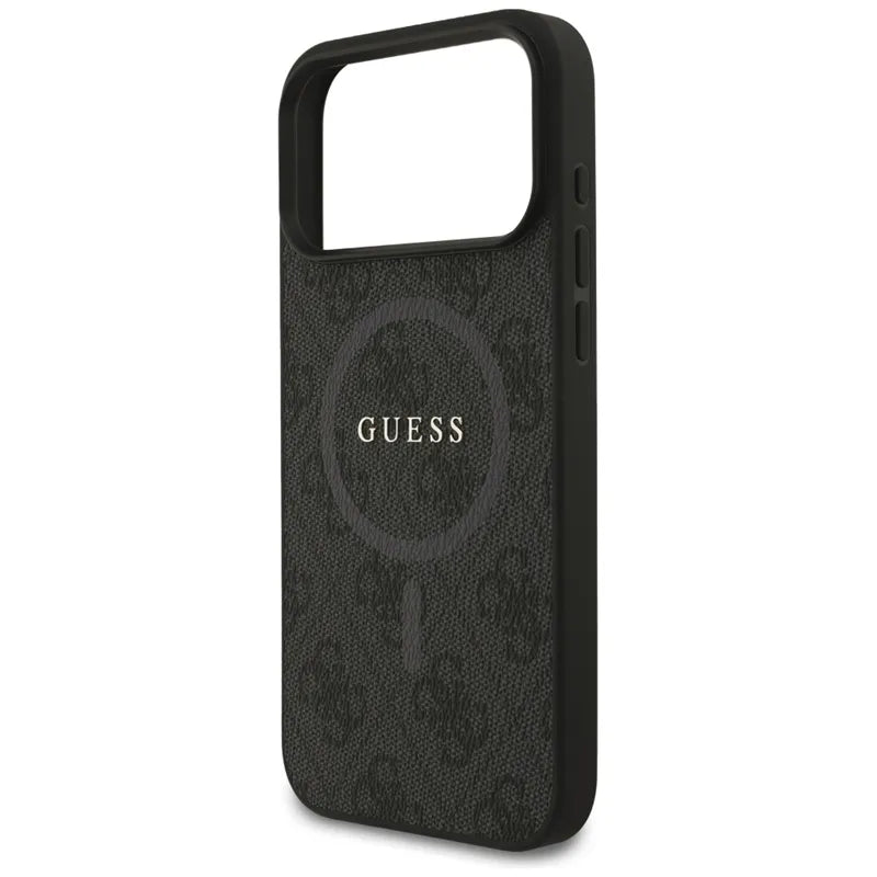 Guess 4G Ring Classic Logo MagSafe dėklas iPhone 17 Pro Max (juodas)