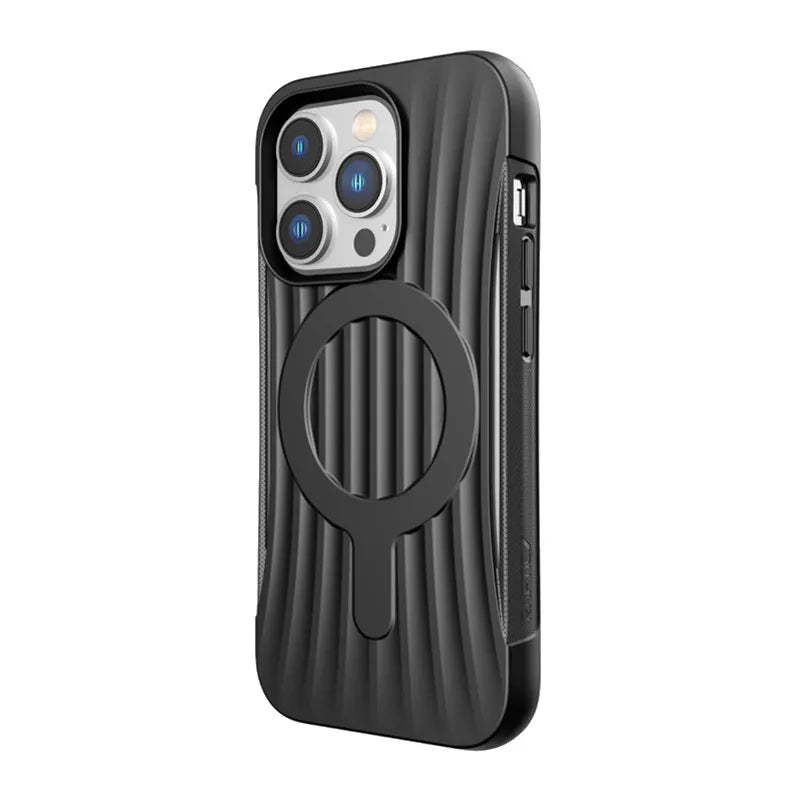 X-Doria Raptic Clutch MagSafe – biologiškai skaidus dėklas, skirtas iPhone 14 Pro (atsparus kritimui iš 3 m aukščio) (juodas)