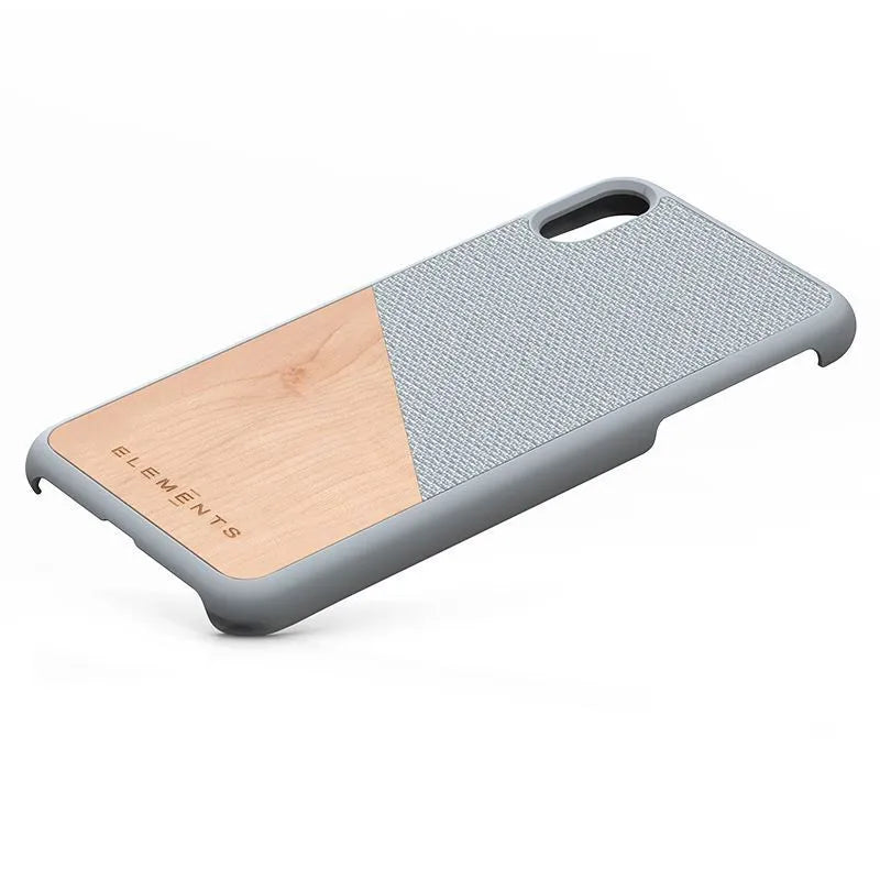 Nordic Elements Original Hel – dėklas iPhone Xs Max su tikro klevo medienos elementais (šviesiai pilkas)