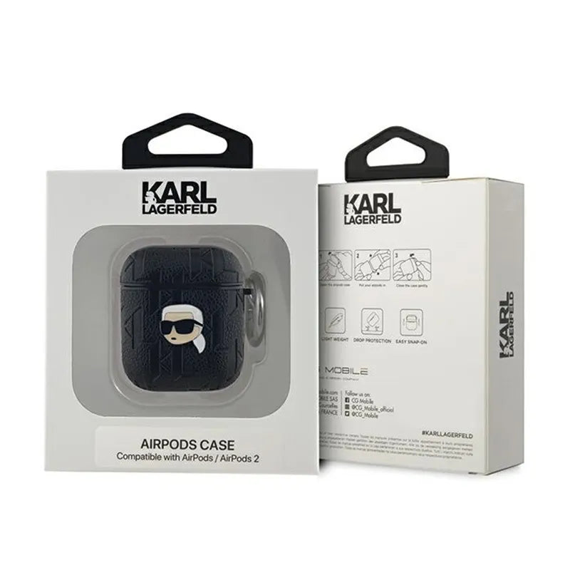 Karl Lagerfeld Monogram Karl Head – dėklas AirPods 1/2 gen (juodas)