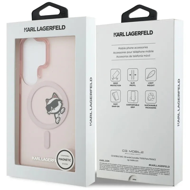 Karl Lagerfeld IML Peekaboo Choupette MagSafe – Samsung Galaxy S26 Ultra dėklas (rožinis)