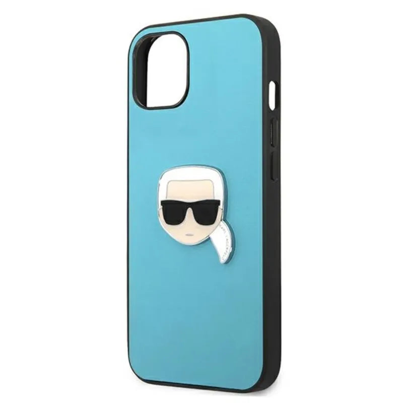 Karl Lagerfeld PU odinis dėklas su metaline Karl's Head detale - iPhone 13 mini (mėlynas)