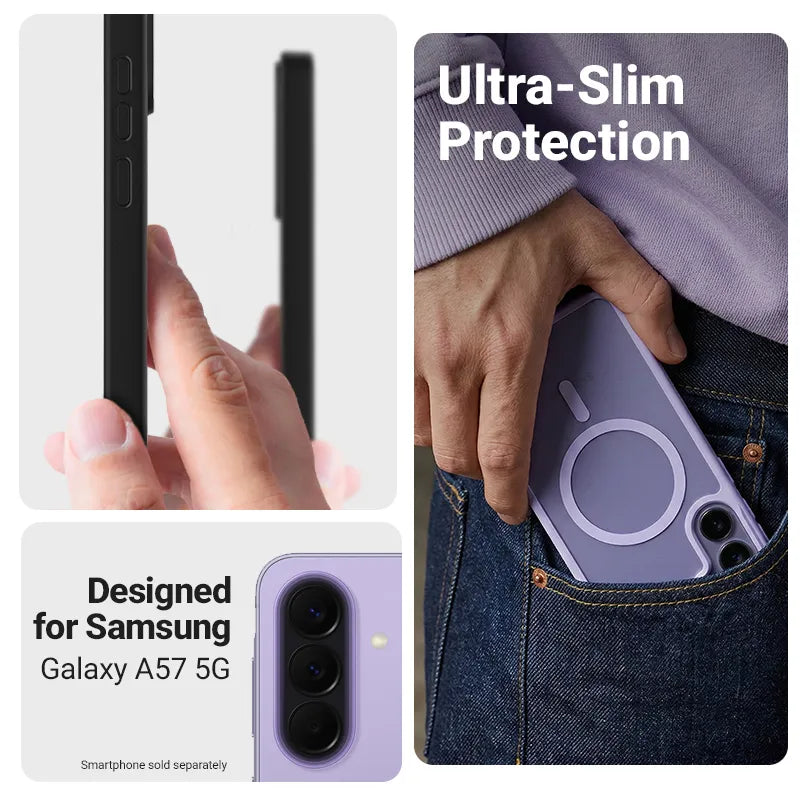 Crong Hybrid Matte Magnetic – MagSafe dėklas Samsung Galaxy A57 (levandos spalvos)