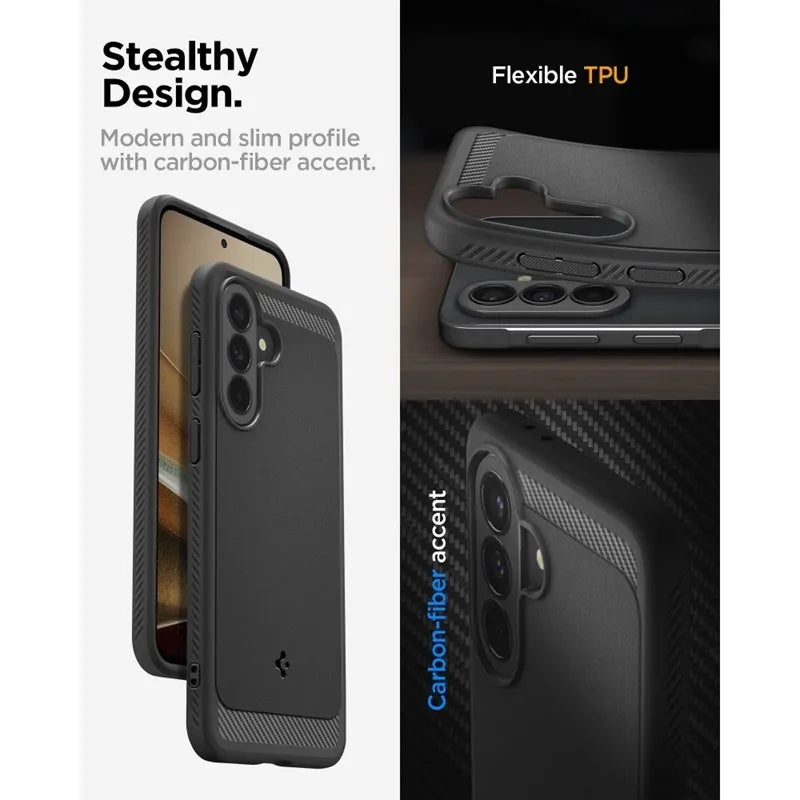 Spigen Rugged Armor – Dėklas, skirtas Samsung Galaxy A37 5G (matinė juoda)