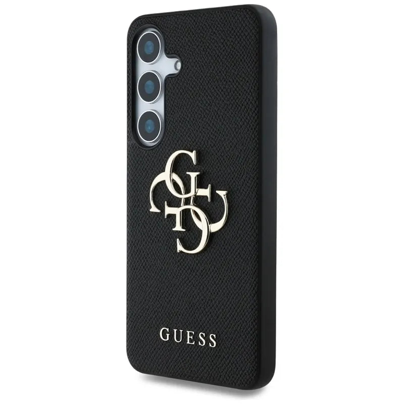 Guess Grained Big 4G Logo Small Classic Logo – dėklas Samsung Galaxy S25 (juodas)