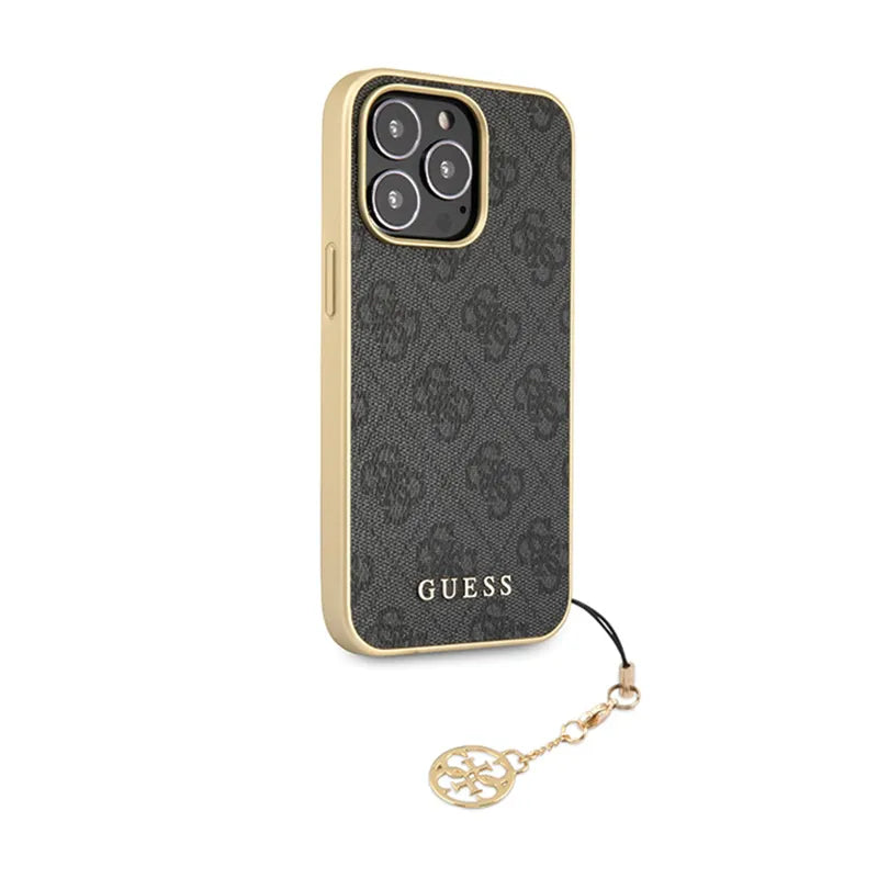 Guess 4G Charms kolekcija – dėklas iPhone 14 Pro (pilkas)